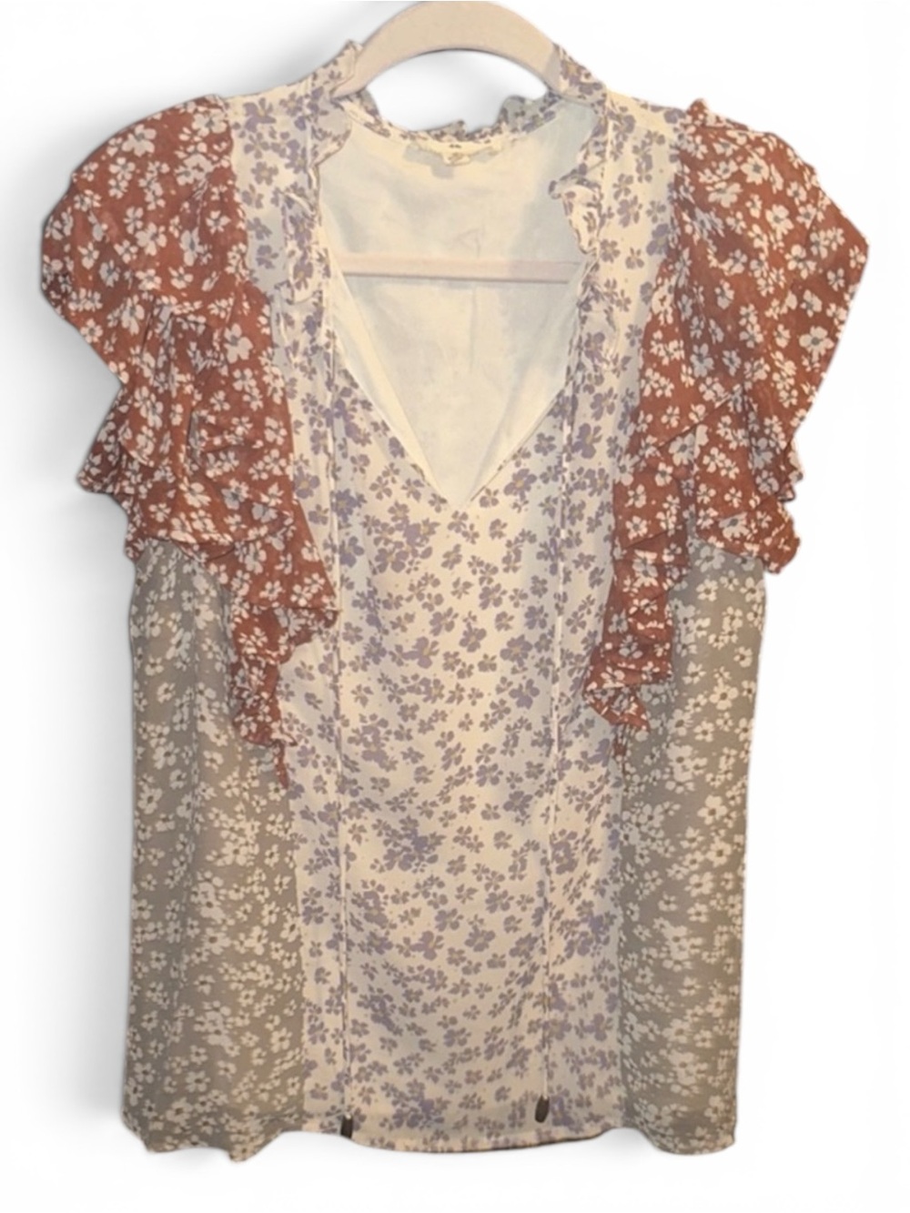Entro Med Brown and White Floral Blouse